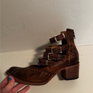 Freebird by Steven Brown Studded Buckle Block Heel Boot